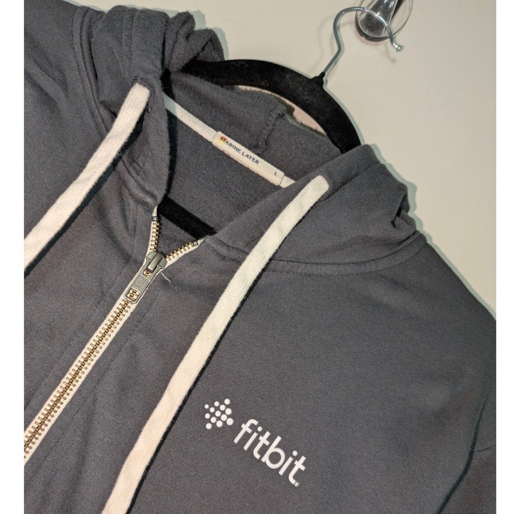 Marine Layer x Fitbit‎ Hoodie Large Gray Zip Up Sweatshirt Made in USA